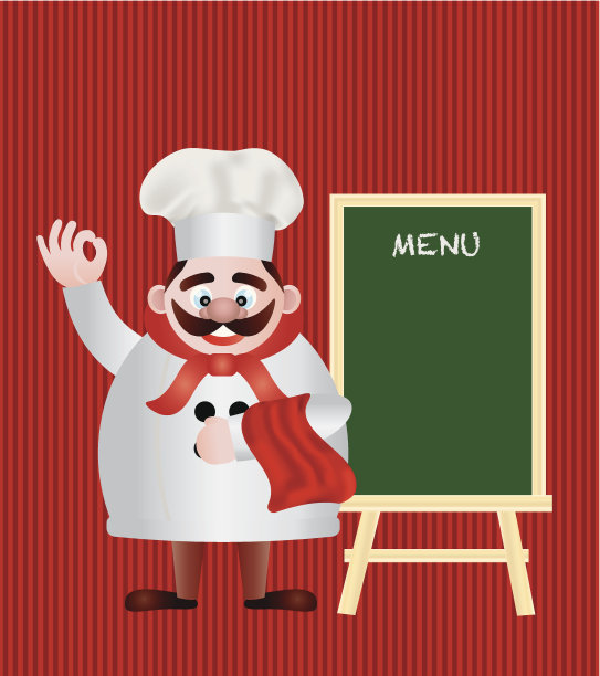 主厨与菜单符号矢量插图图片下载