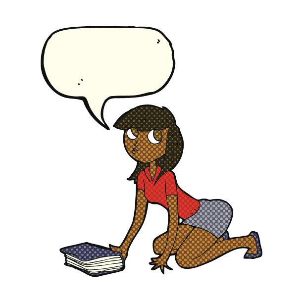 卡通女孩拿着书说话泡泡图片下载