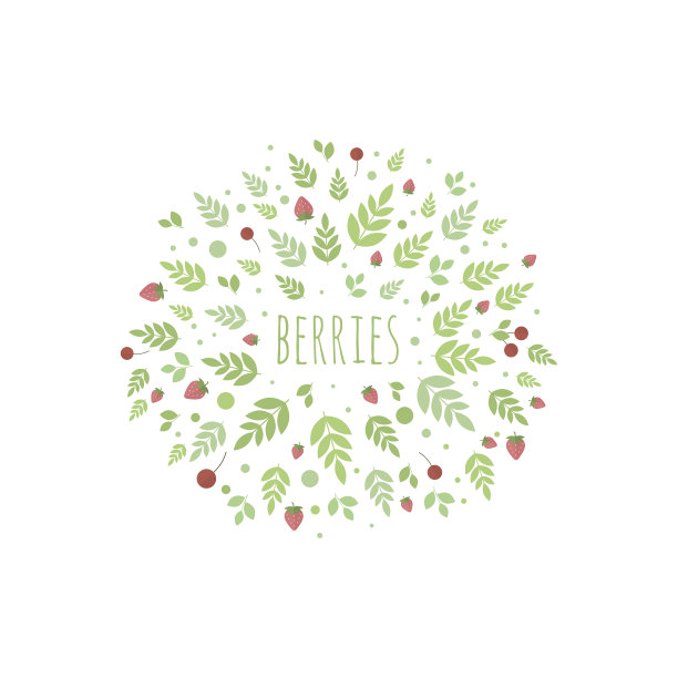 用树叶和浆果做框架。设计矢量模板图片下载
