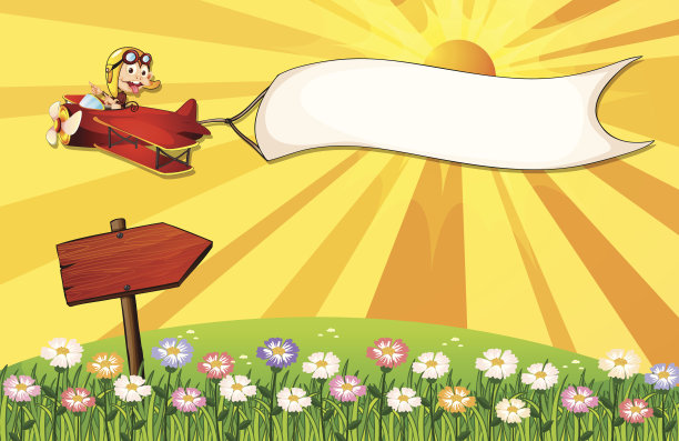 飞行员和他的飞机上挂着白色横幅图片下载