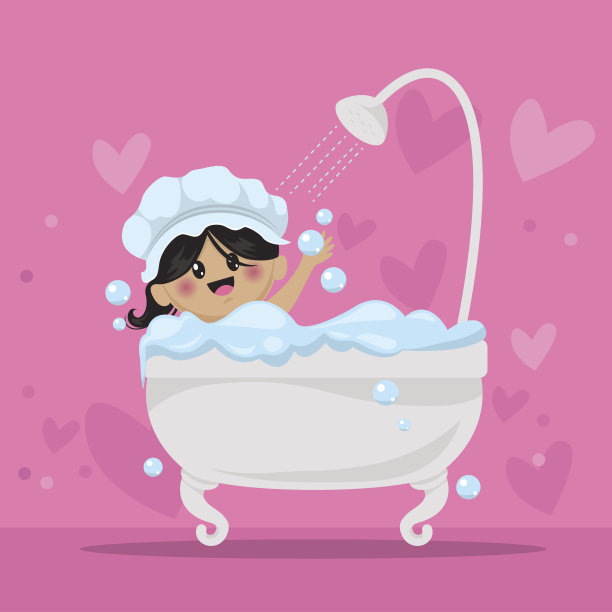 在泡泡浴中的女婴图片下载