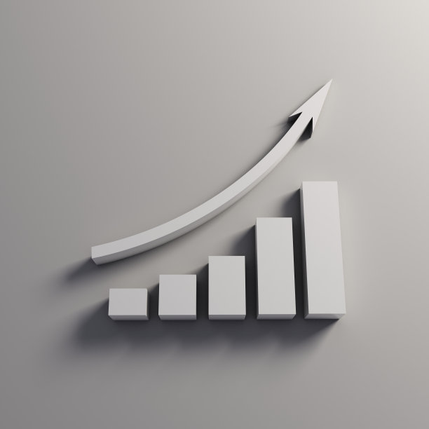 金融业务增长条。3D渲染插图素材图片