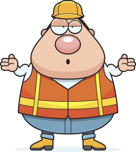 困惑的卡通道路工人图片下载