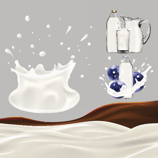集溅和倒牛奶，罐子，玻璃，浆果和巧克力，所有对象隔离，可以单独编辑图片下载