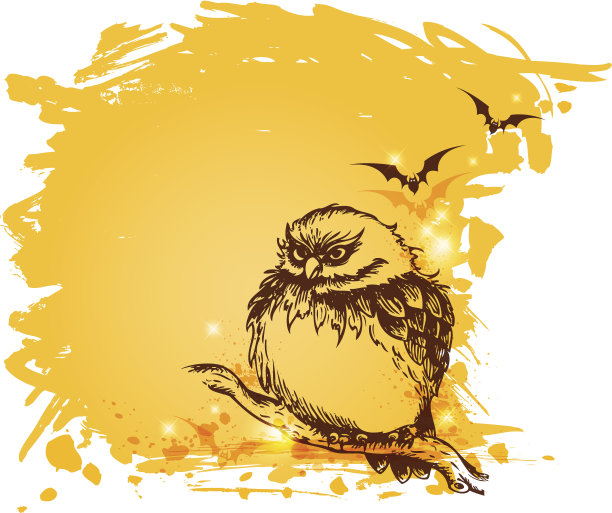 垃圾摇滚背景与猫头鹰图片下载