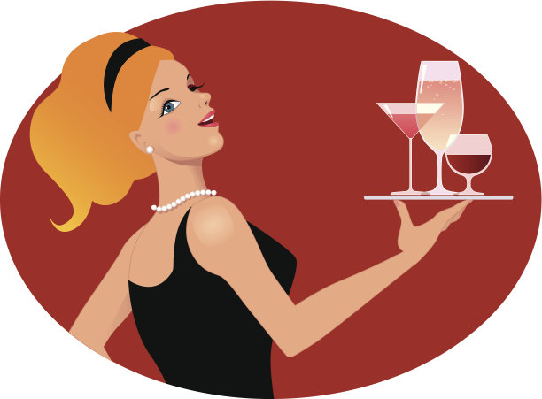 复古风格的服务员和饮料图片下载