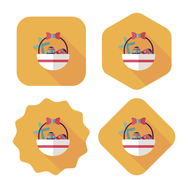 复活节蛋平图标与长影子，eps10图片下载