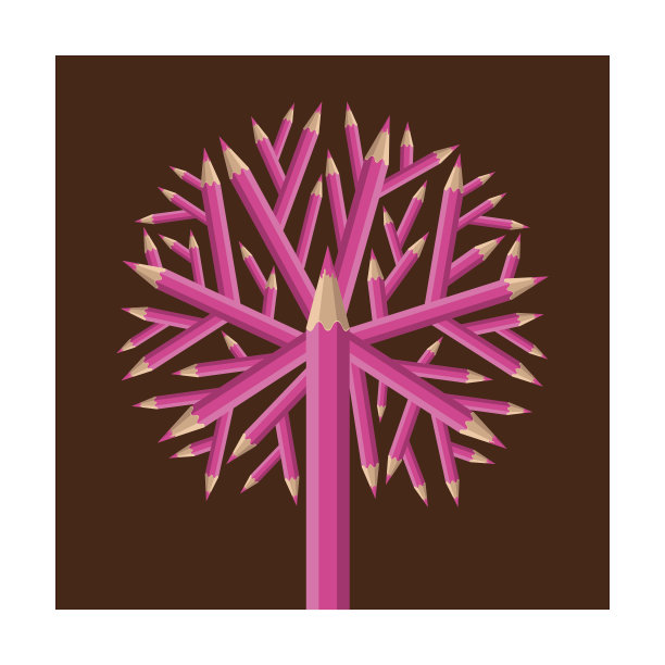 创造性的粉红色铅笔树枝股票向量图片下载