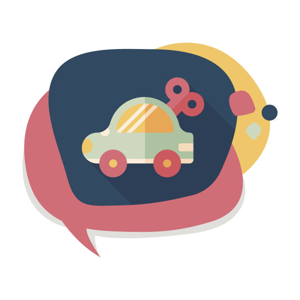 玩具车扁平图标与长影子，eps10图片下载