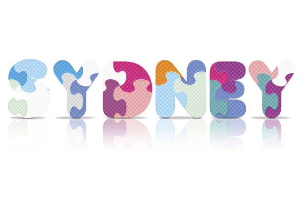 矢量悉尼写字母拼图图片下载