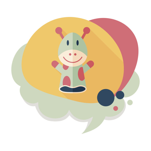 长颈鹿手木偶的长影子扁平图标，eps10图片下载