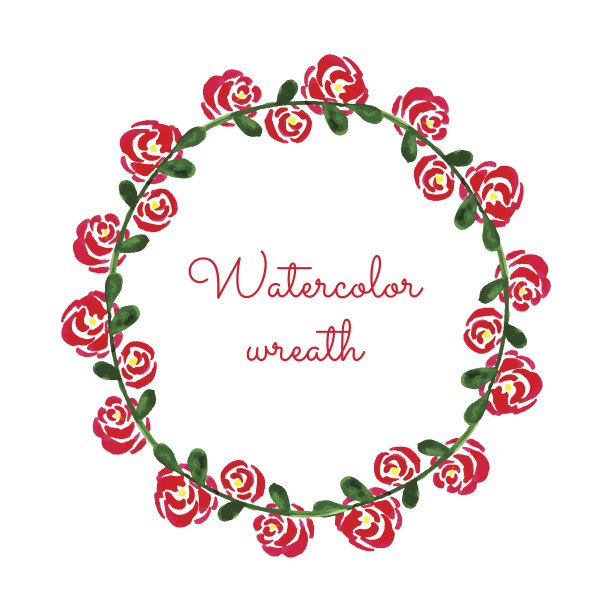水彩花环。图片下载