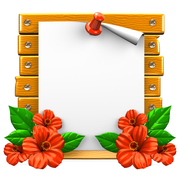 白色的纸与红色的木槿木板图片下载