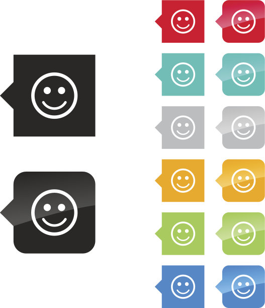 微笑图标的用户界面-平面和光泽。图片下载