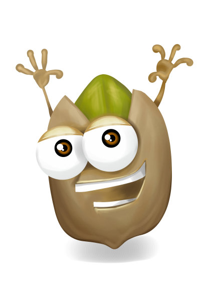 快乐的开心果卡通人物开心地笑着挥手，微笑着图片下载