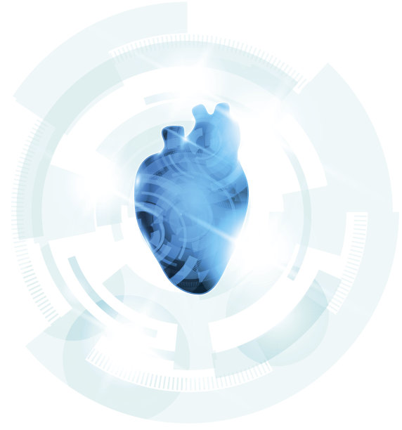 蓝色心形，抽象的解剖学插图素材图片