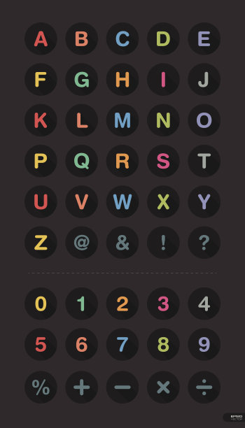 类型字体和数字图标集图片下载