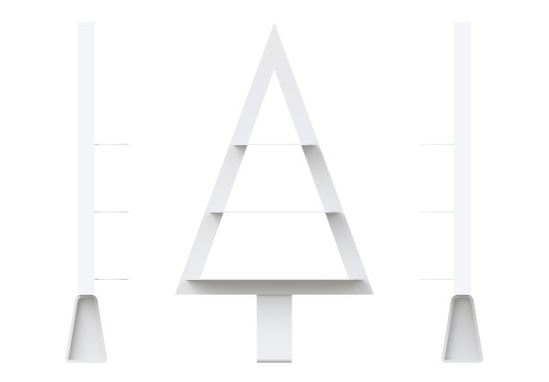 3D圣诞树货架和货架设计，孤立图片下载