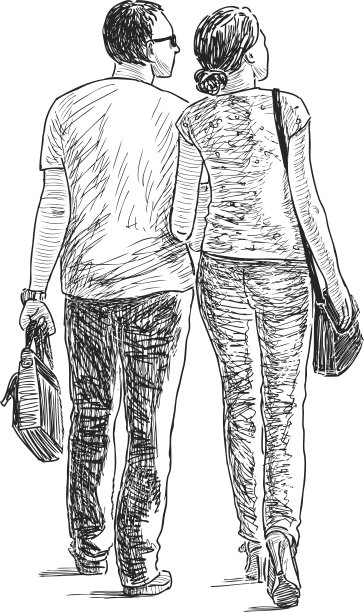 两个镇民在散步图片下载