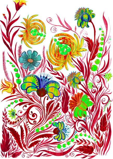 抽象的红花为背景，水彩画在纸上图片下载