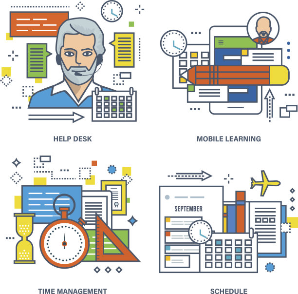帮助台，移动学习，时间管理，课程表。图片下载