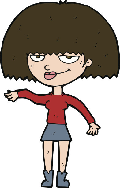 卡通自鸣得意的女人做出轻蔑的手势图片下载