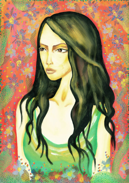 一个黑发女人的肖像图片下载