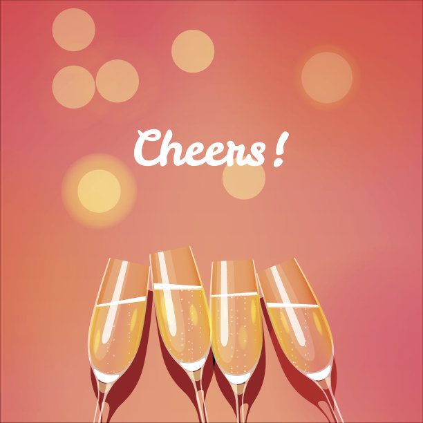 矢量模板与一组香槟酒杯祝酒图片下载