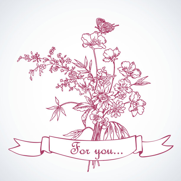 卡片和一束野花图片下载