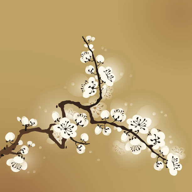 东方画风，梅花盛开图片下载