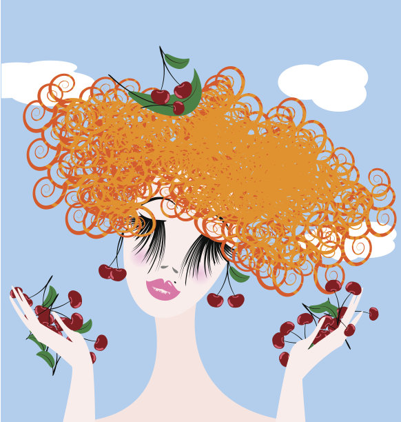 女孩和樱桃图片下载