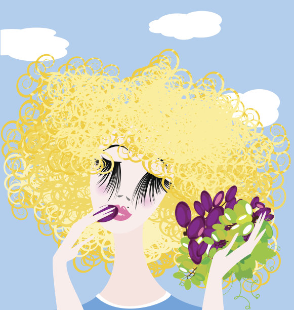 金发碧眼、葡萄图片下载