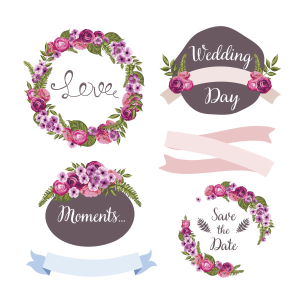 手绘鲜花婚礼系列图片下载