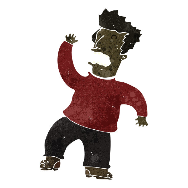 复古卡通疯狂跳舞的男人图片下载