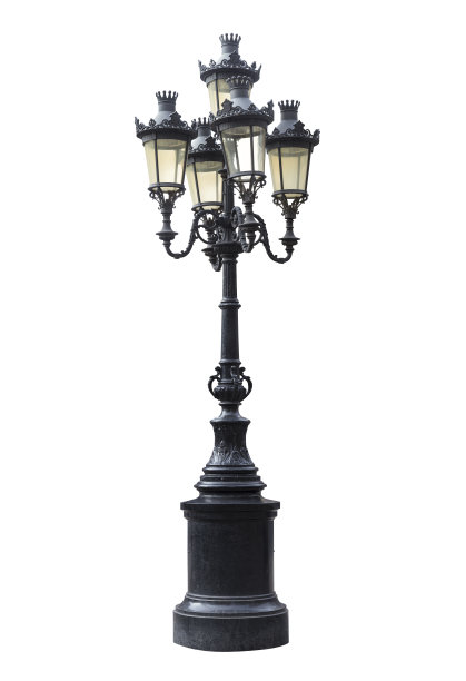 旧灯柱孤立在白色图片下载