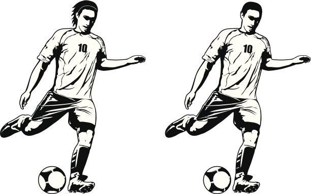两种型号的足球运动员图片下载