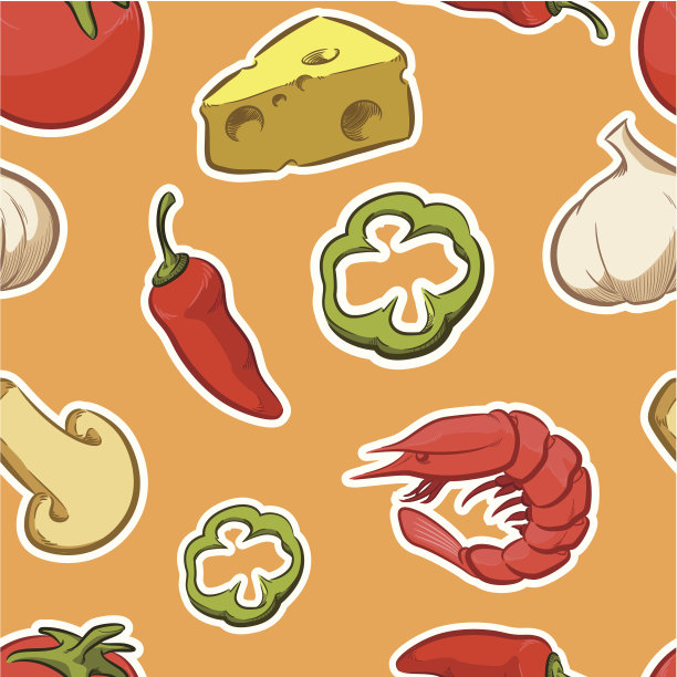 食品披萨配料无缝模式图片下载