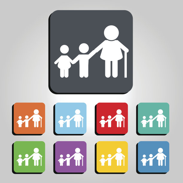 祖母与孩子矢量图标插图图片下载