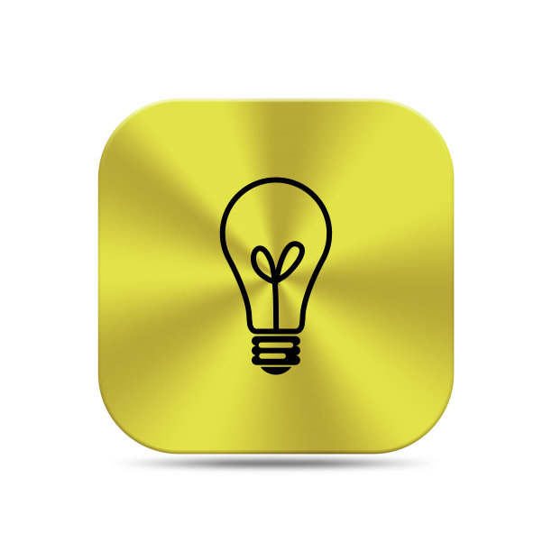 带有灯泡图标的金色按钮图片下载