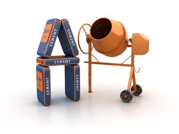 水泥袋与搅拌机图片下载