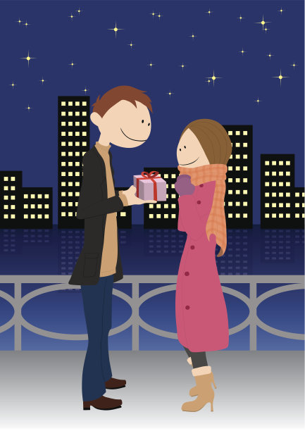 一对夫妇拿着圣诞礼物图片下载