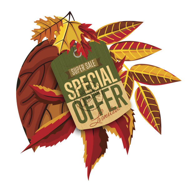秋天出售标签。特别优惠价。图片下载