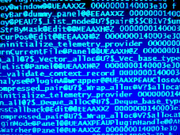 蓝色像素化的计算机代码背景图片下载