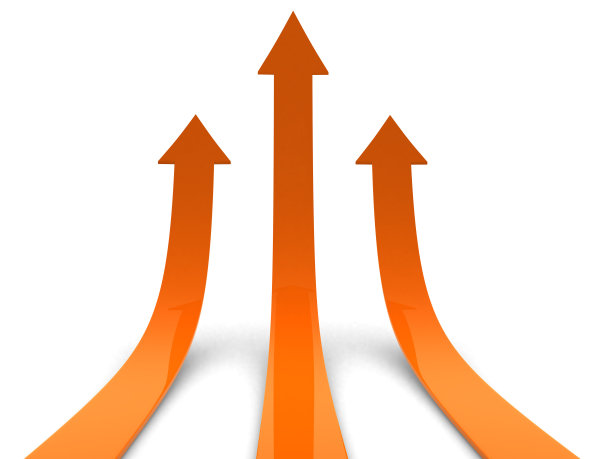 三个橙色的箭头向上图片下载
