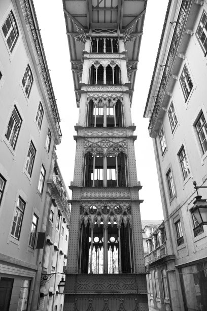 葡萄牙里斯本的Santa Justa电梯(或Carmo)。图片下载