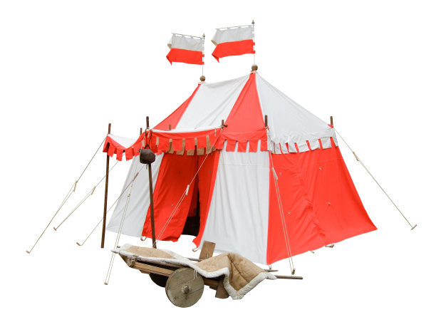 白色背景上孤立的中世纪帐篷图片下载