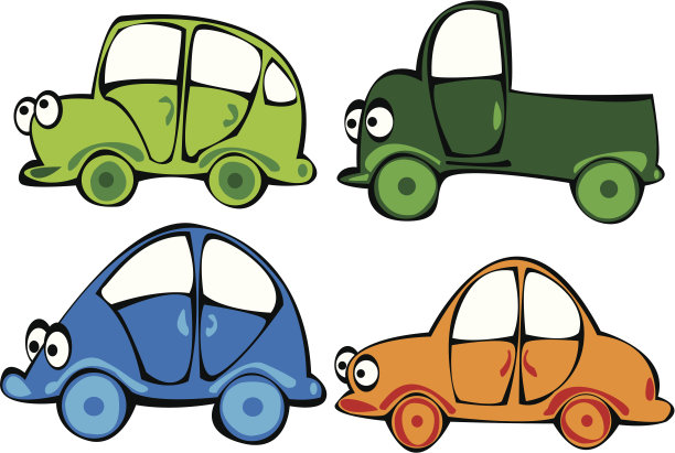 矢量卡通汽车设置孤立的白色背景图片下载