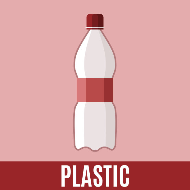 垃圾分类平面图标与塑料瓶和文字图片下载