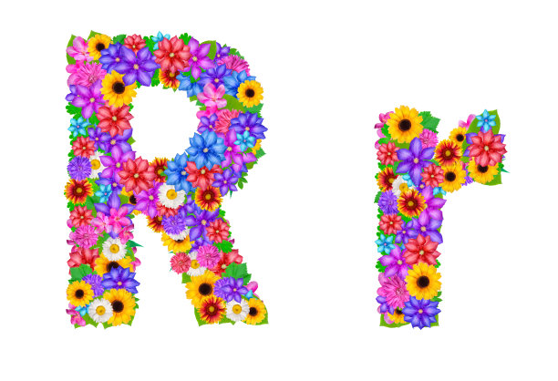 花字母表孤立在白色图片下载