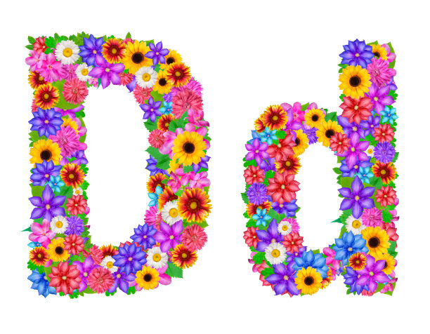 花字母表孤立在白色图片下载